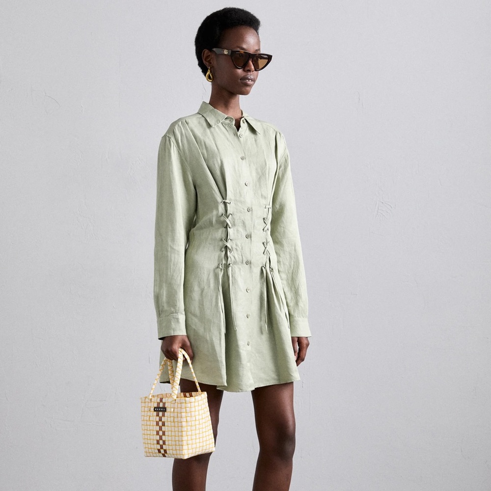 The Kooples Light Sage Green Button-Front Mini Dress